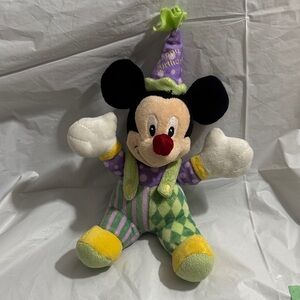 RARE Disney Store Happy Birthday Mickey Mouse Clown 10” plush overalls party